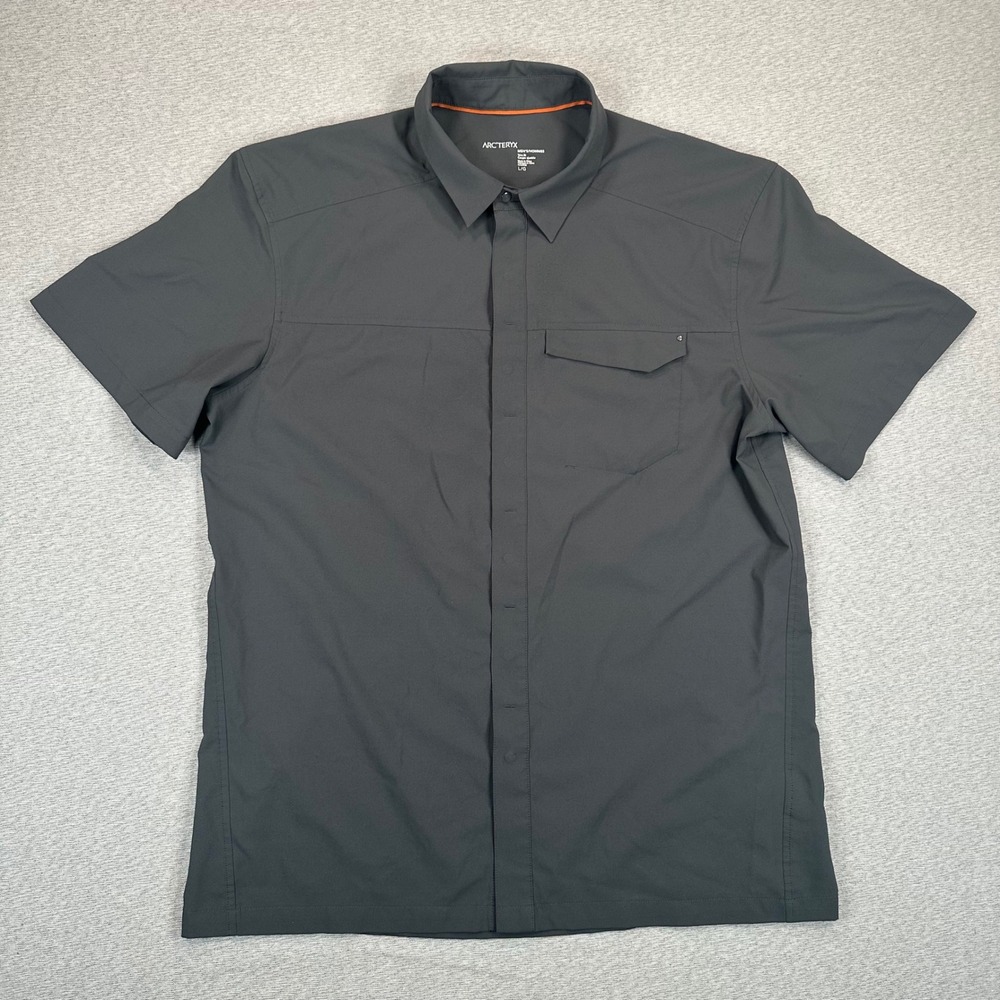 Arcteryx Skyline Shirt Mens Large Blue Short Sleeve Snap Pocket Outdoor Hiking - Picture 2 of 11